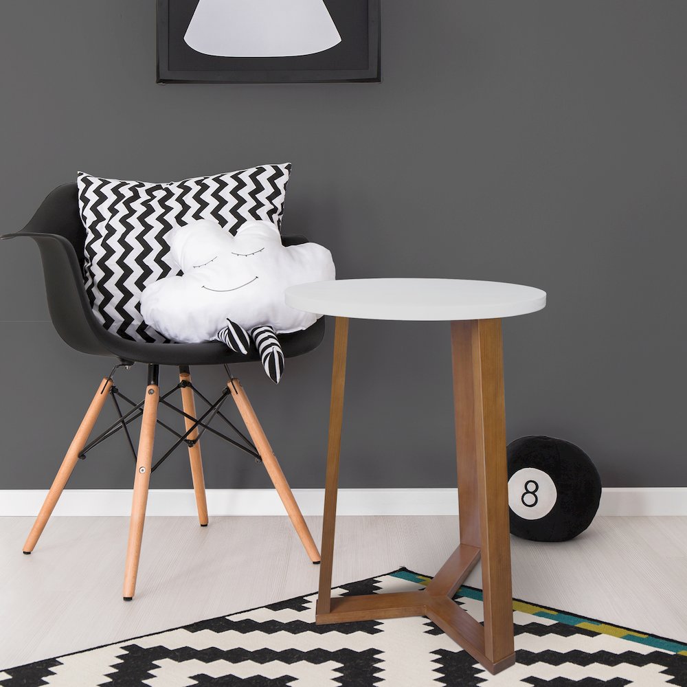 Aesthetic Tripod Round Side Table with Solid American Hardwood Legs, Walnut. Picture 8
