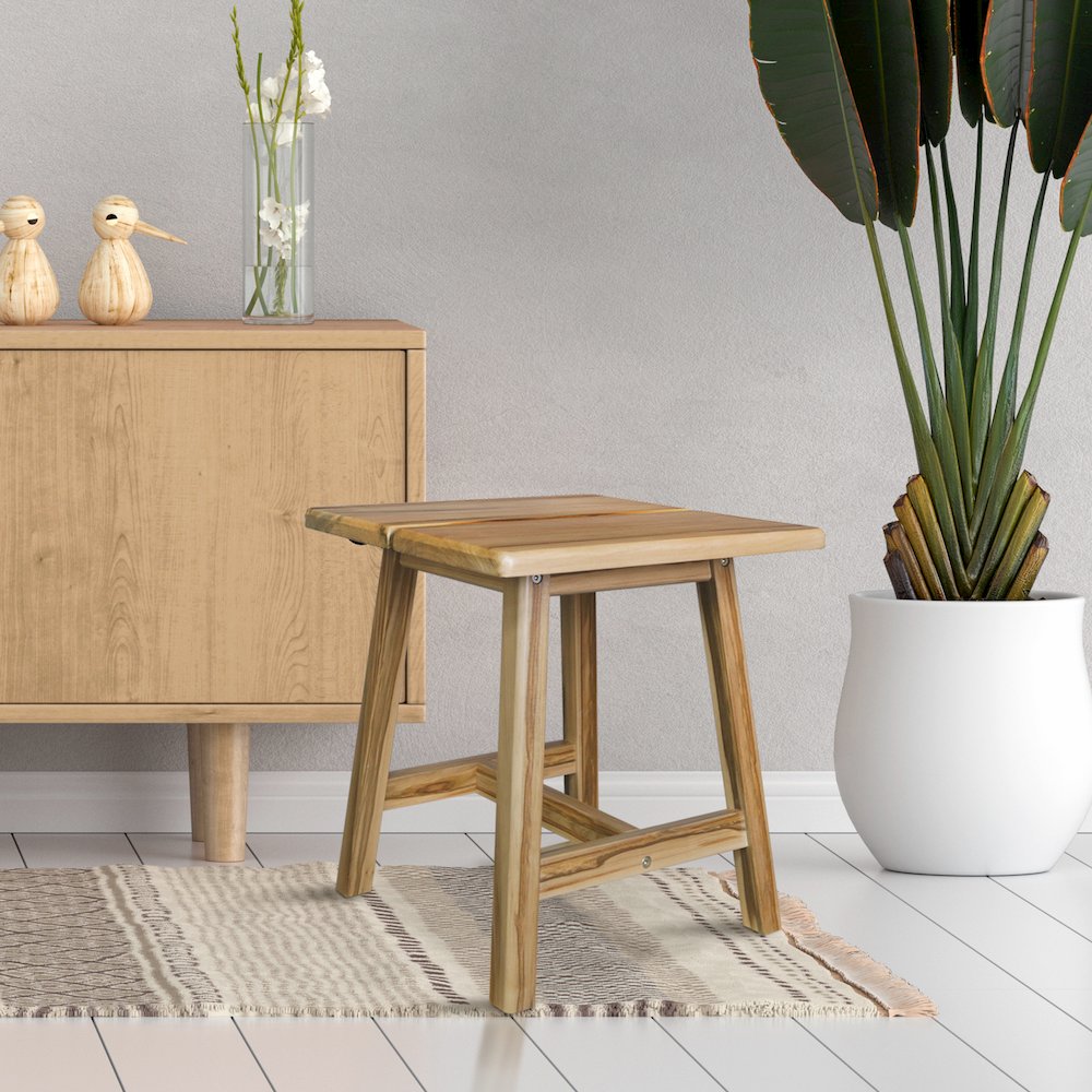 100% American Hardwood Rectangle Stool with Split Top. Picture 7