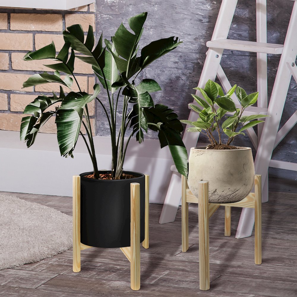 Mid-Century Modern Wood Plant Display Stand, Fit Up to 12". Picture 14