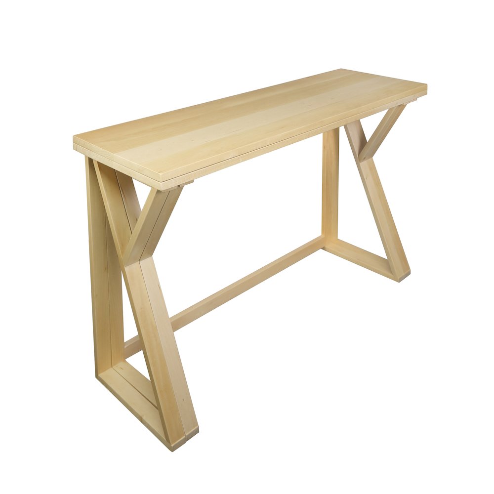 Aztecs Folding Console to Dining Convertible Table with Solid American Basswood. Picture 4
