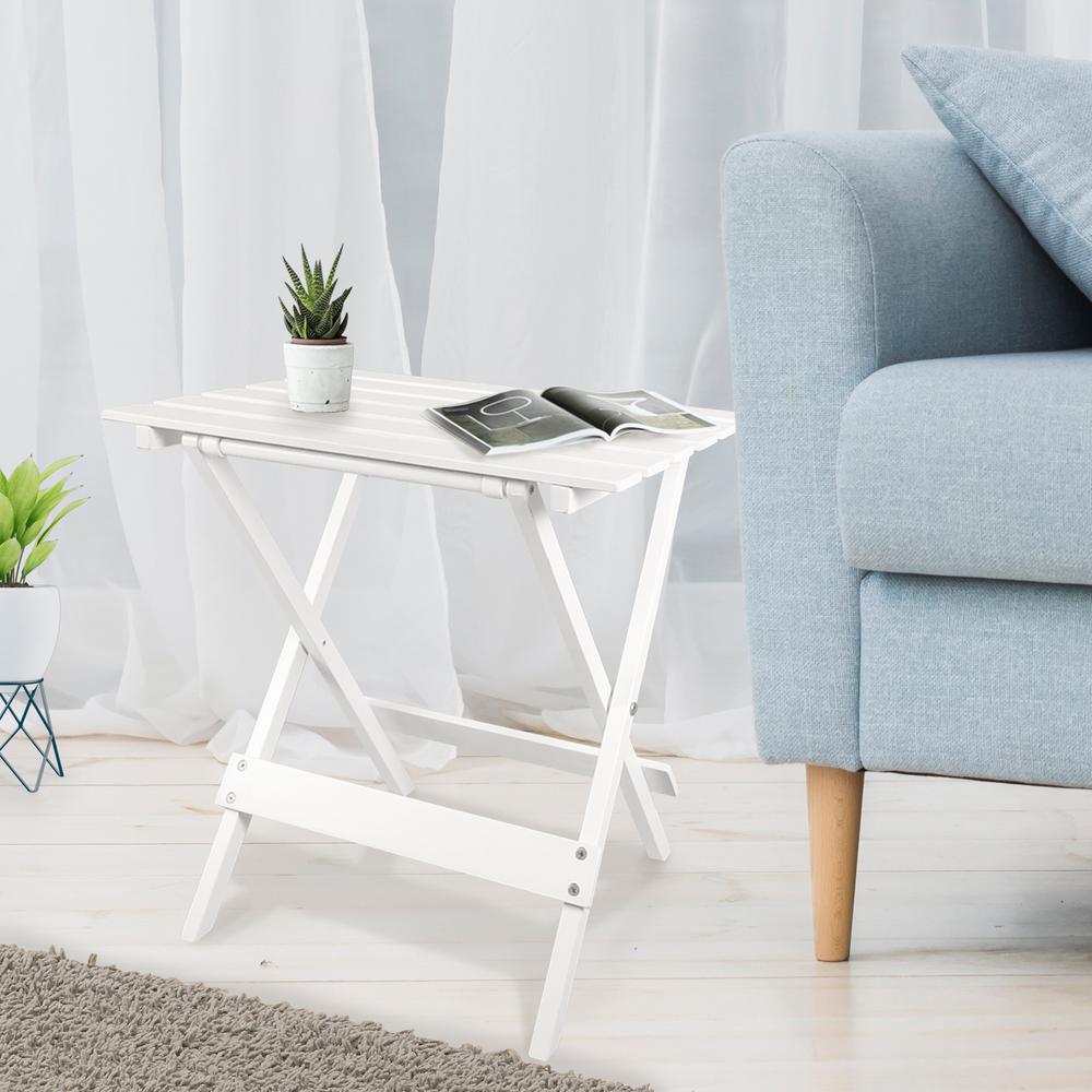 Portable Solid Wood Folding Side Table 2-Piece Set - White. Picture 11