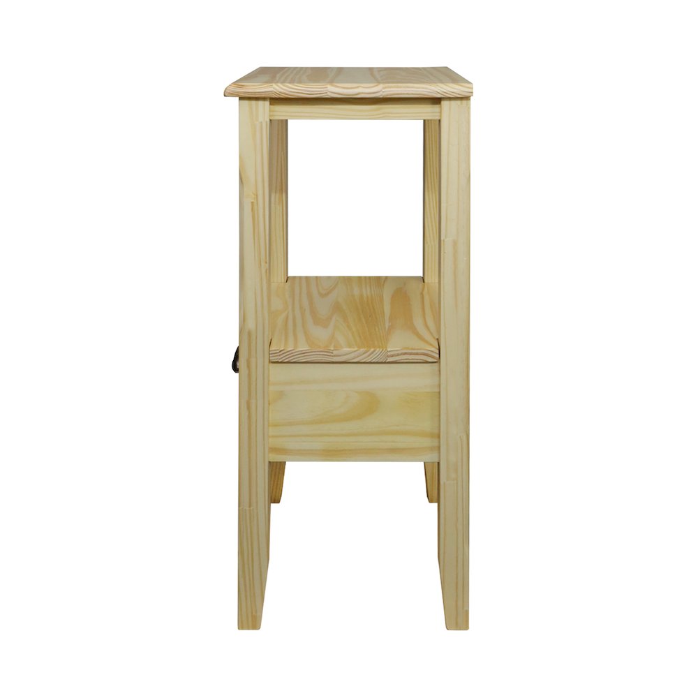 2-Tier Tall Side Table with Drawer - Natural. Picture 1