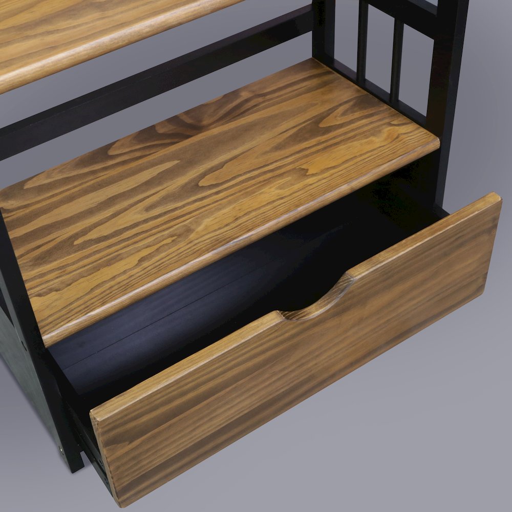 Solid Wood 2-Tier Small Bookshelf with Drawer. Picture 10