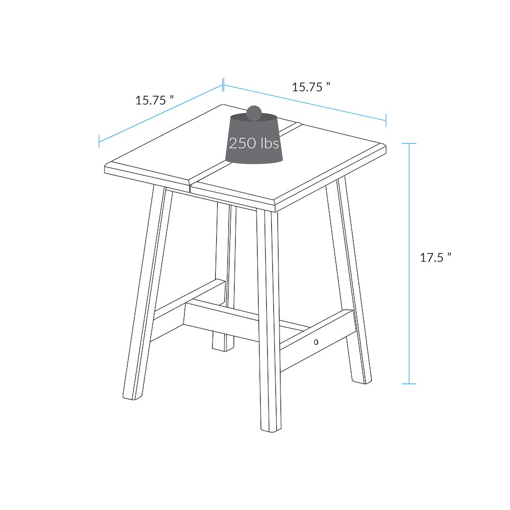 100% American Hardwood Rectangle Stool with Split Top. Picture 12