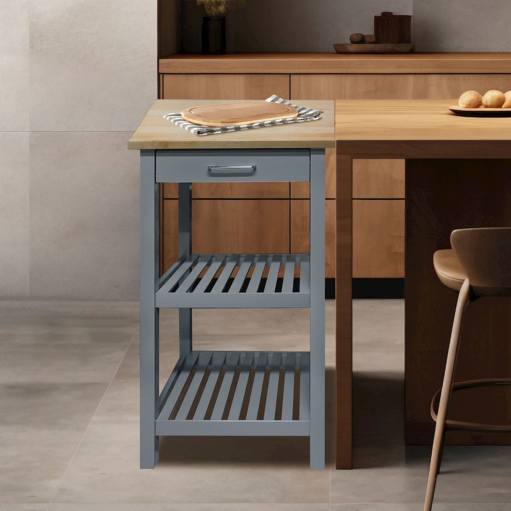 Sunrise Kitchen Island with Solid Wood Top - Slate Gray. Picture 6