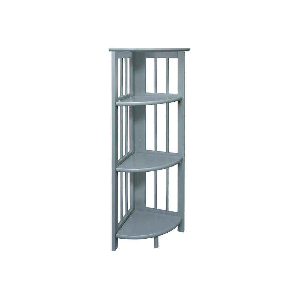 Casual Home Mission 4-Shelf Corner Folding Bookcase, Slate Gray. Picture 8
