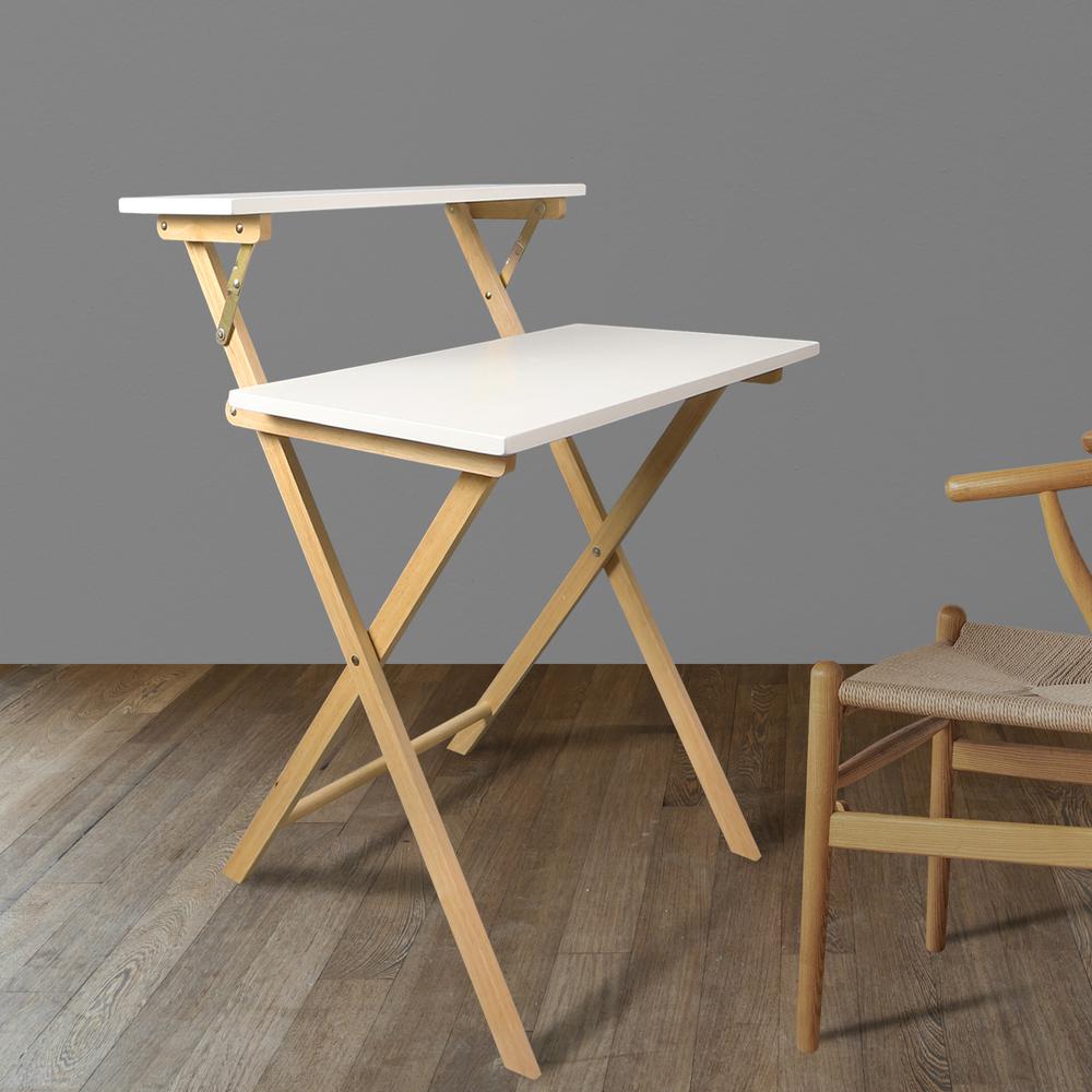 Solid Wood 2-tier Folding Laptop Working Desk. Picture 11