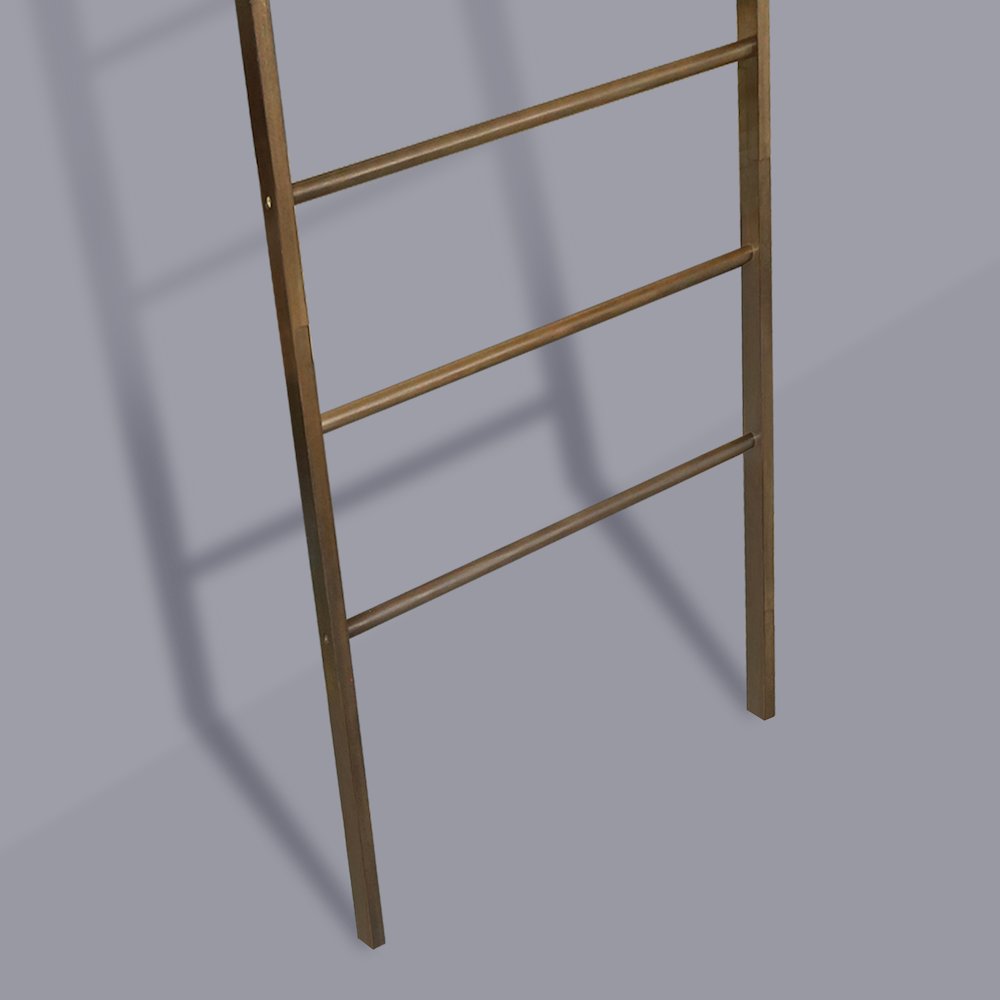 Solid Wood 6-Tier Blanket Ladder with Two Storage Shelves - Walnut. Picture 6