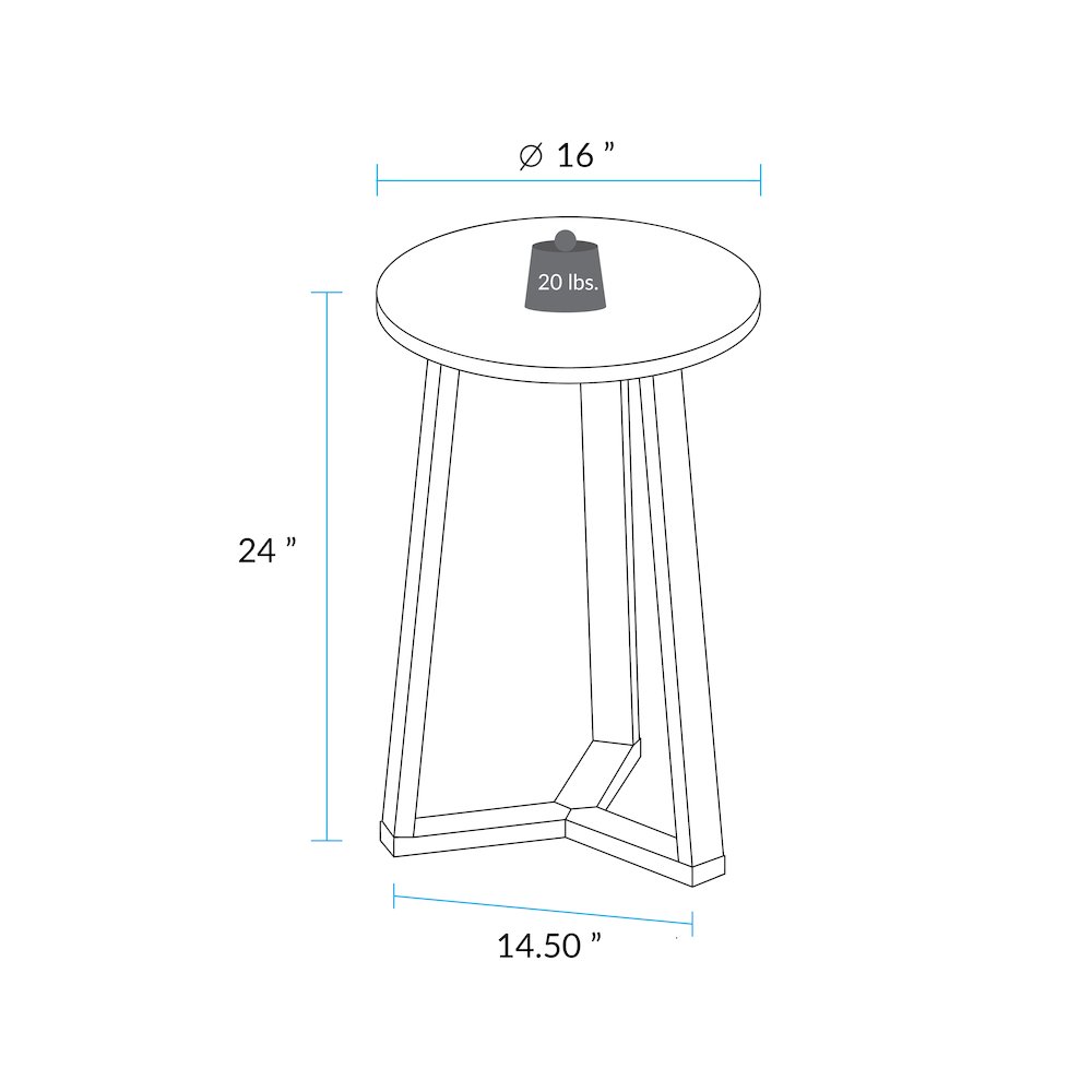 Aesthetic Tripod Round Side Table with Solid American Hardwood Legs, Natural. Picture 10