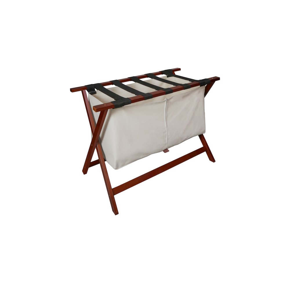 Heavy Duty 34" Extra Wide Luggage Rack with Zippered Laundry Bag- Walnut. Picture 3