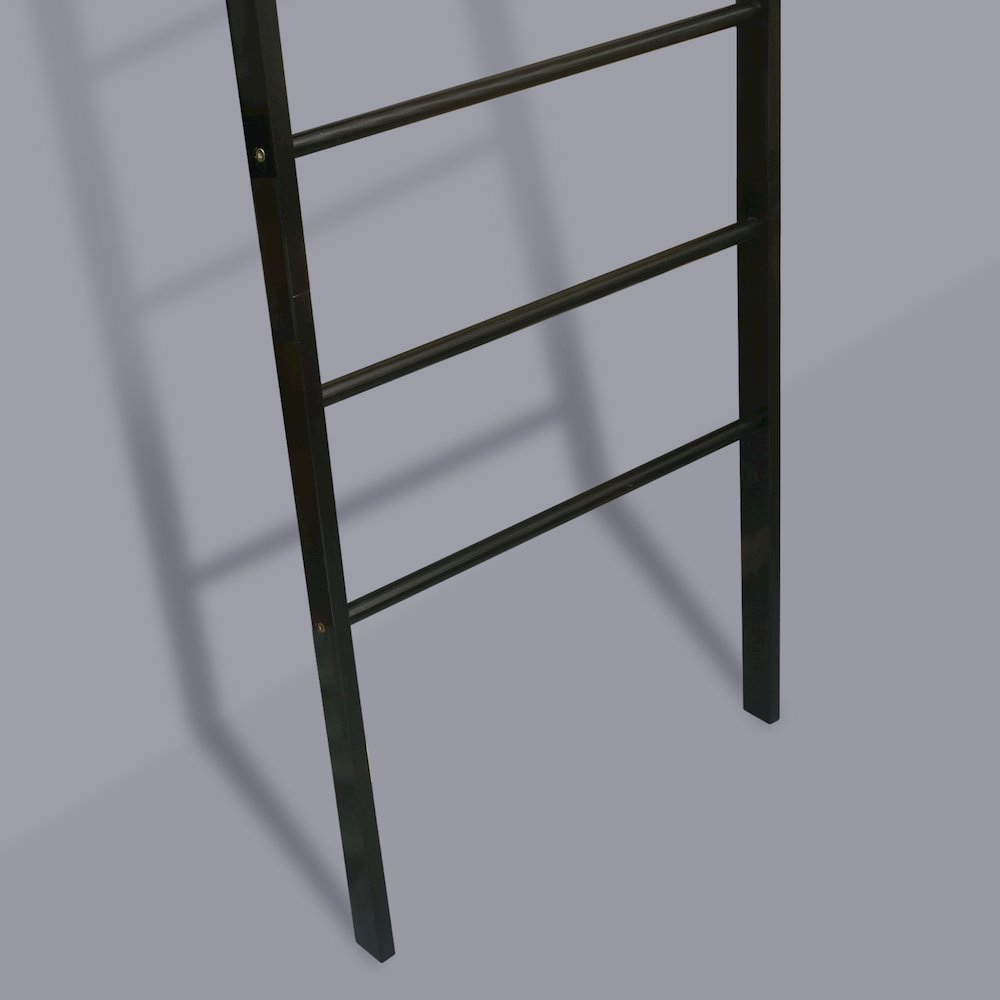 Solid Wood 6-Tier Blanket Ladder with Two Storage Shelves - Black/Sweet Oak. Picture 10