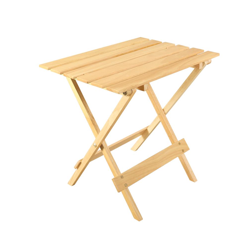 Portable Solid Wood Folding Side Table 2-Piece Set - Natural. Picture 5