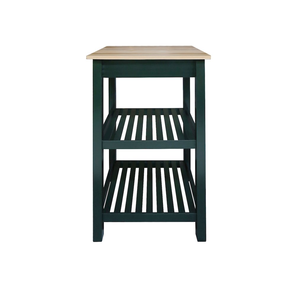 Sunrise Kitchen Island with Solid Wood Top, Hunter Green. Picture 1