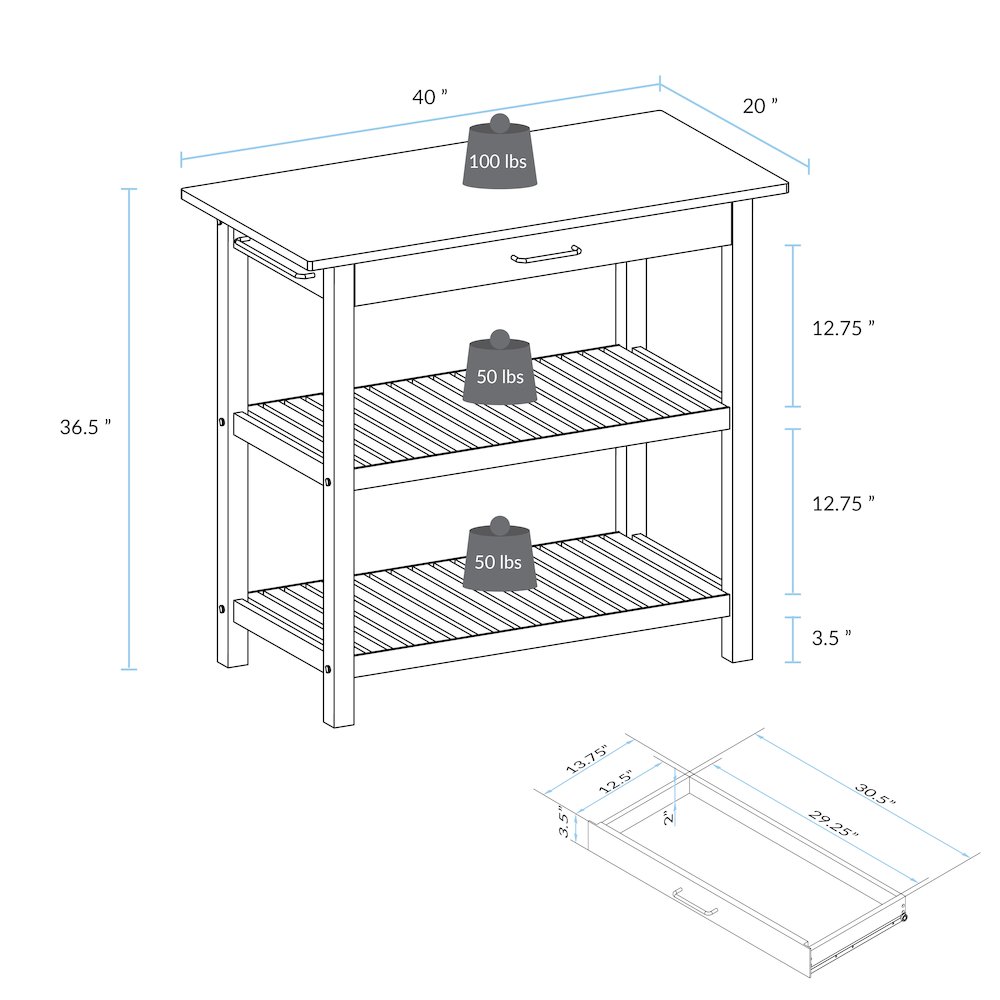 Kitchen Island with Solid American Hardwood Top, Hunter Green. Picture 5