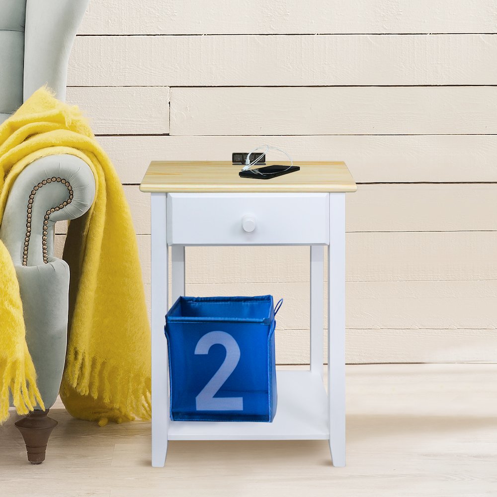 Night Owl Nightstand with USB Port - Natural White. Picture 7