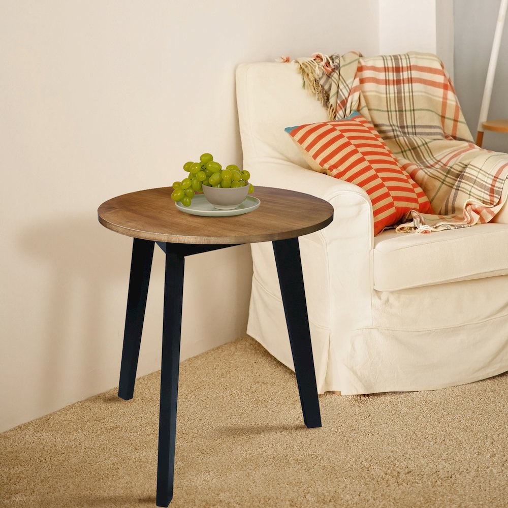 Three-Legged Round Side Modern Table with Solid American Hardwood Top. Picture 7