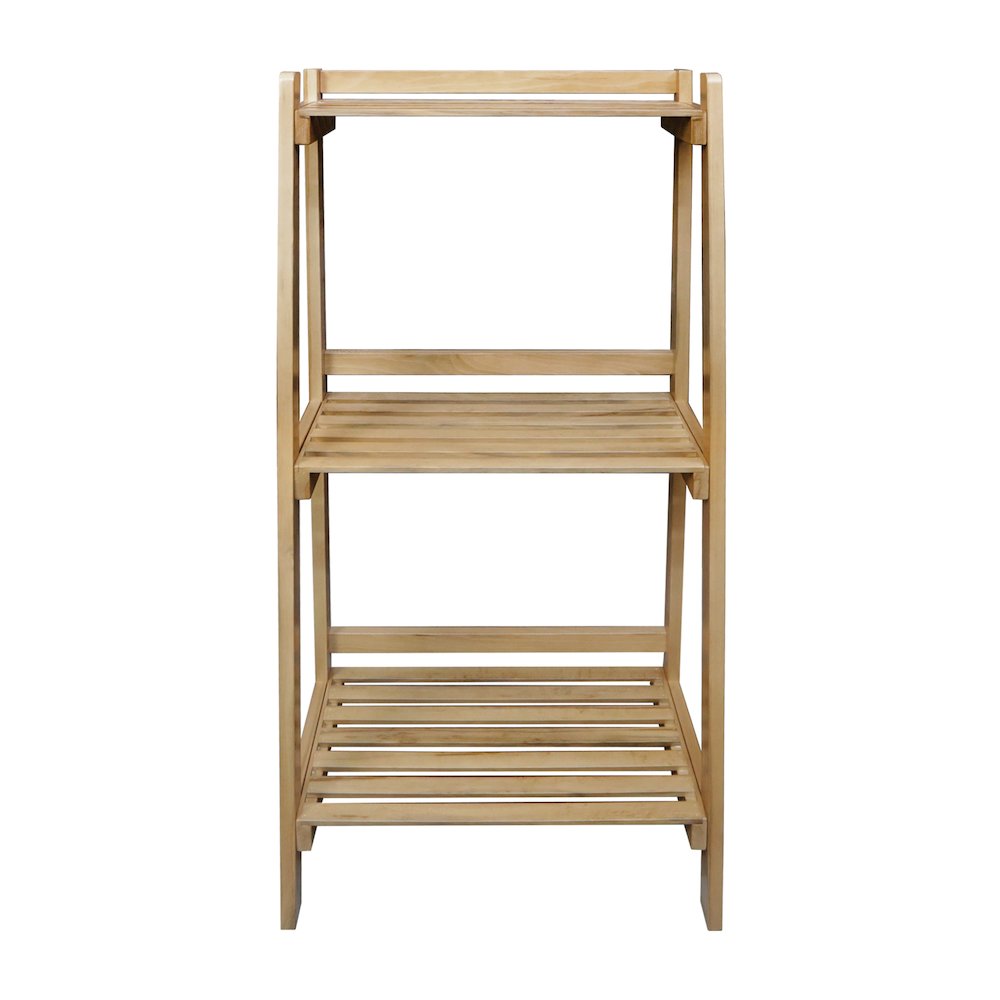 Woodhaven Slatted 3-Shelf Ladder Bookcase with Solid American Gum. Picture 1