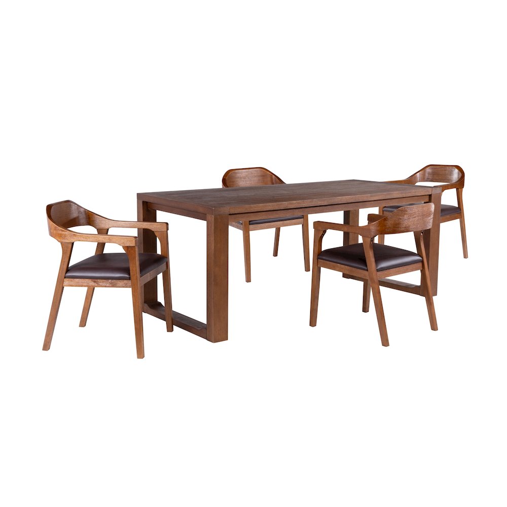 Rasmus 5pc Dining Set - Chestnut Wire-Brush Finish. Picture 1