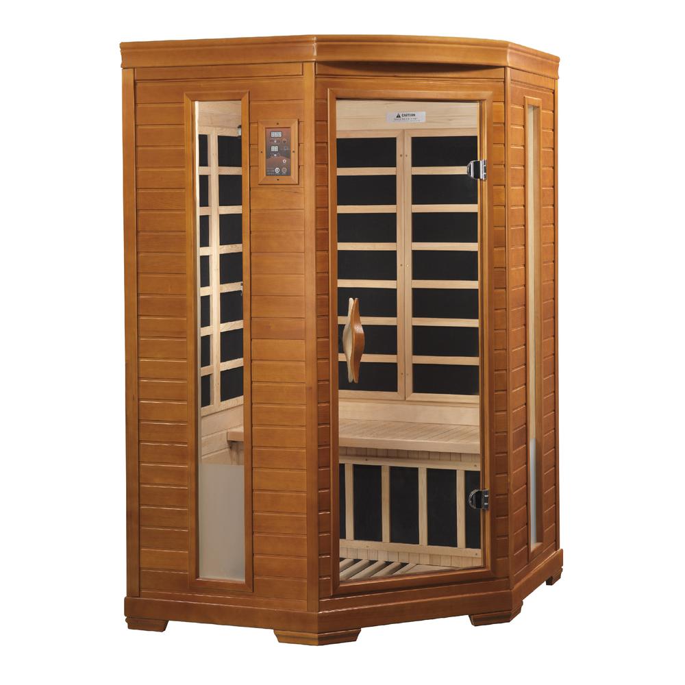 Heming 2-person Corner Low EMF (Under 8MG) FAR Infrared Sauna (Canadian Hemlock). Picture 2