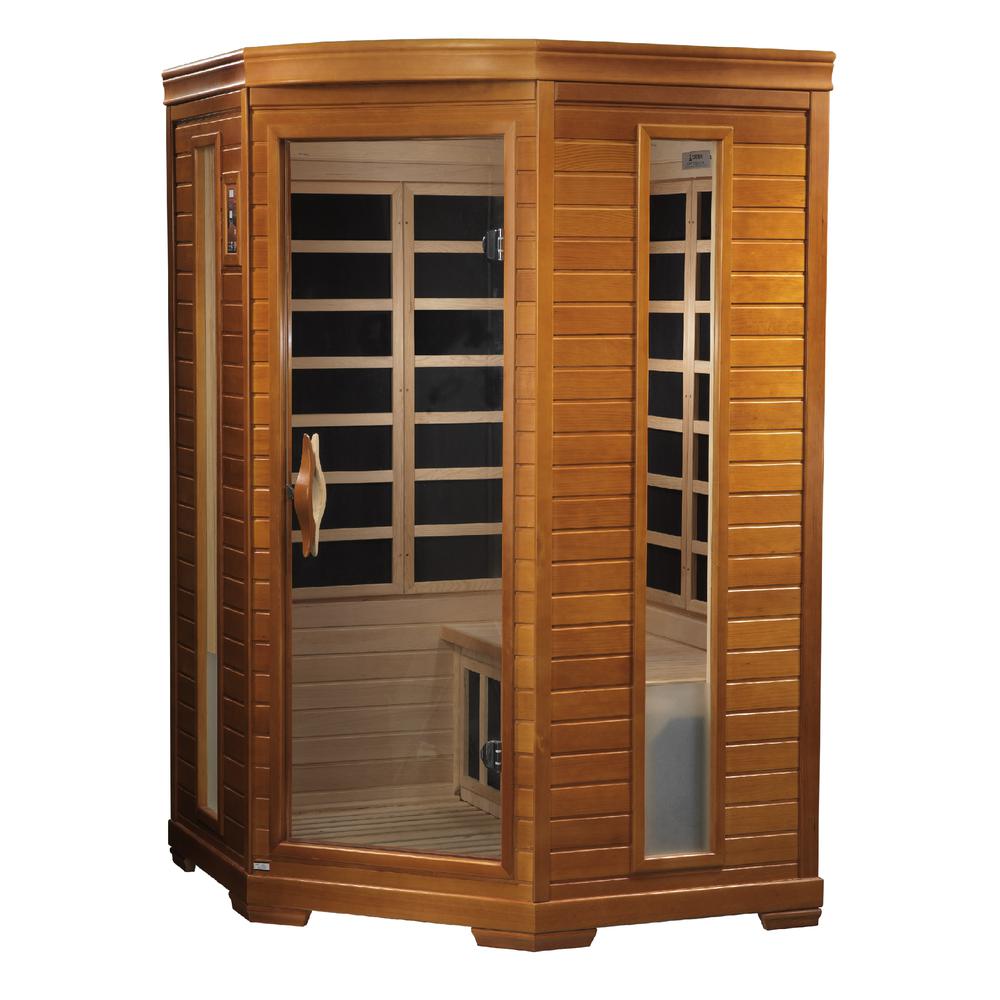 Heming 2-person Corner Low EMF (Under 8MG) FAR Infrared Sauna (Canadian Hemlock). Picture 1