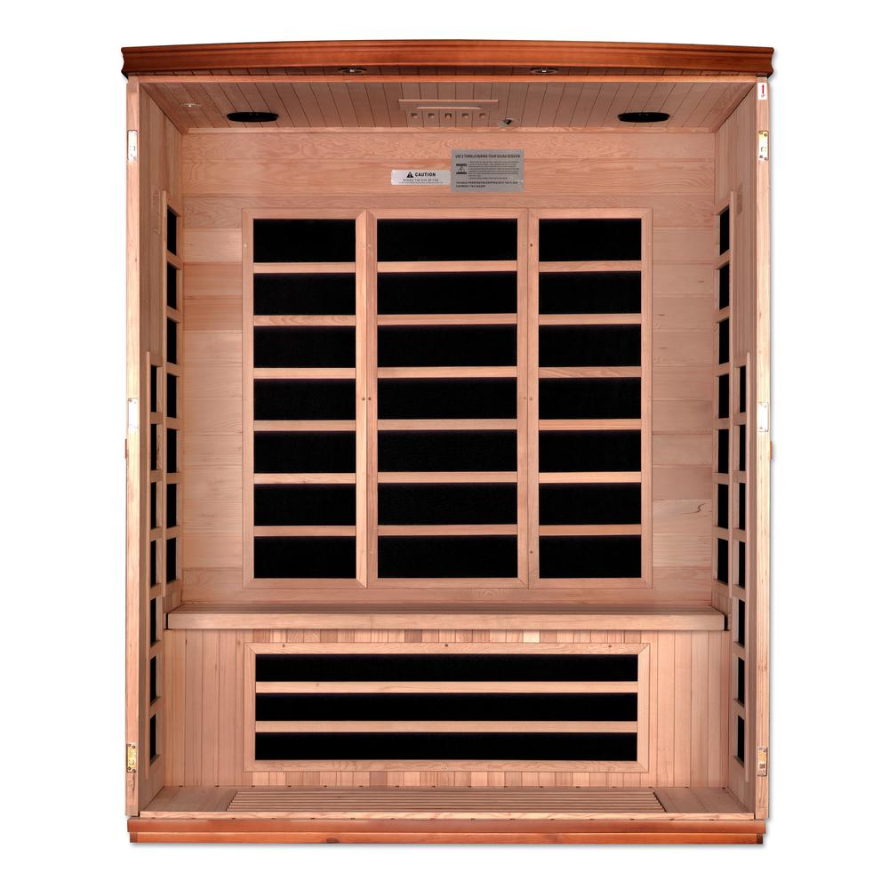 Lugano 3-person Low EMF (Under 8MG) FAR Infrared Sauna (Canadian Hemlock). Picture 4