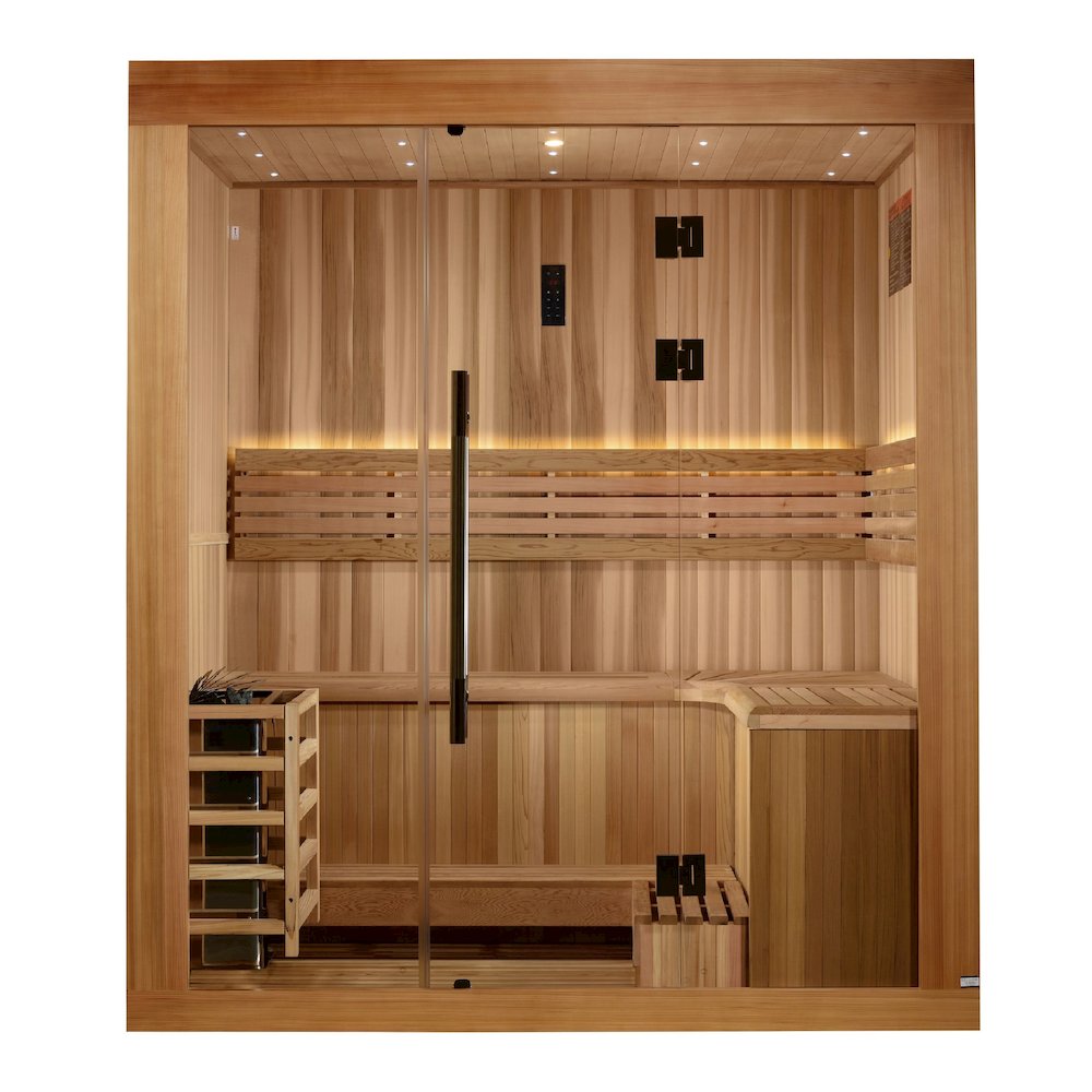 Copenhagen Edition 3 Person Traditional Sauna - Canadian Red Cedar Interior. Picture 1