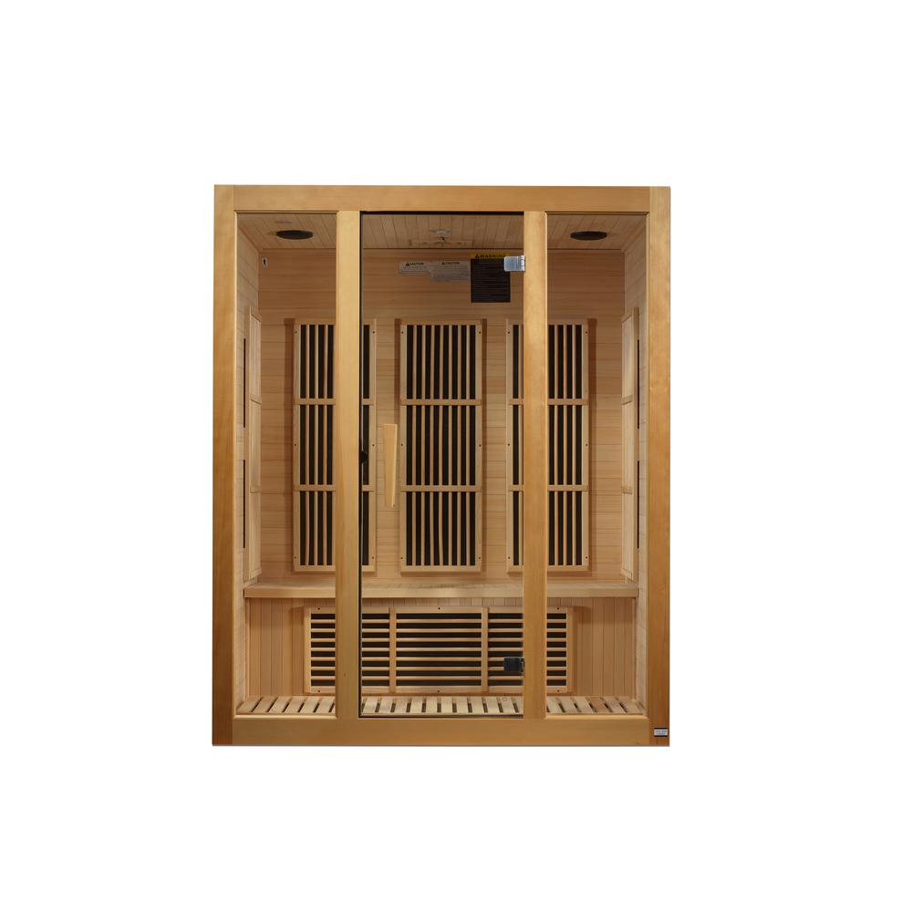 Bellevue 3-Person Low EMF (Under 8MG) FAR Infrared Sauna (Canadian Hemlock). Picture 1