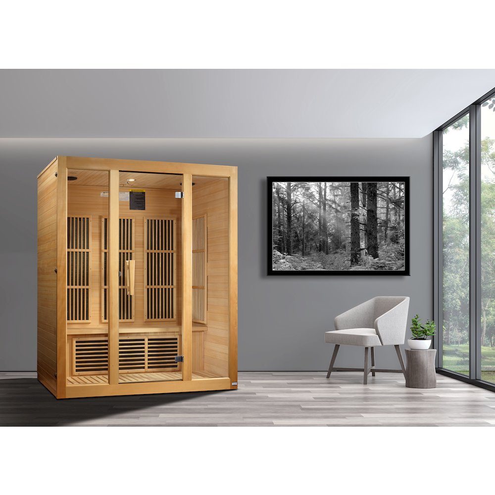 Bellevue 3-Person Low EMF (Under 8MG) FAR Infrared Sauna (Canadian Hemlock). Picture 4
