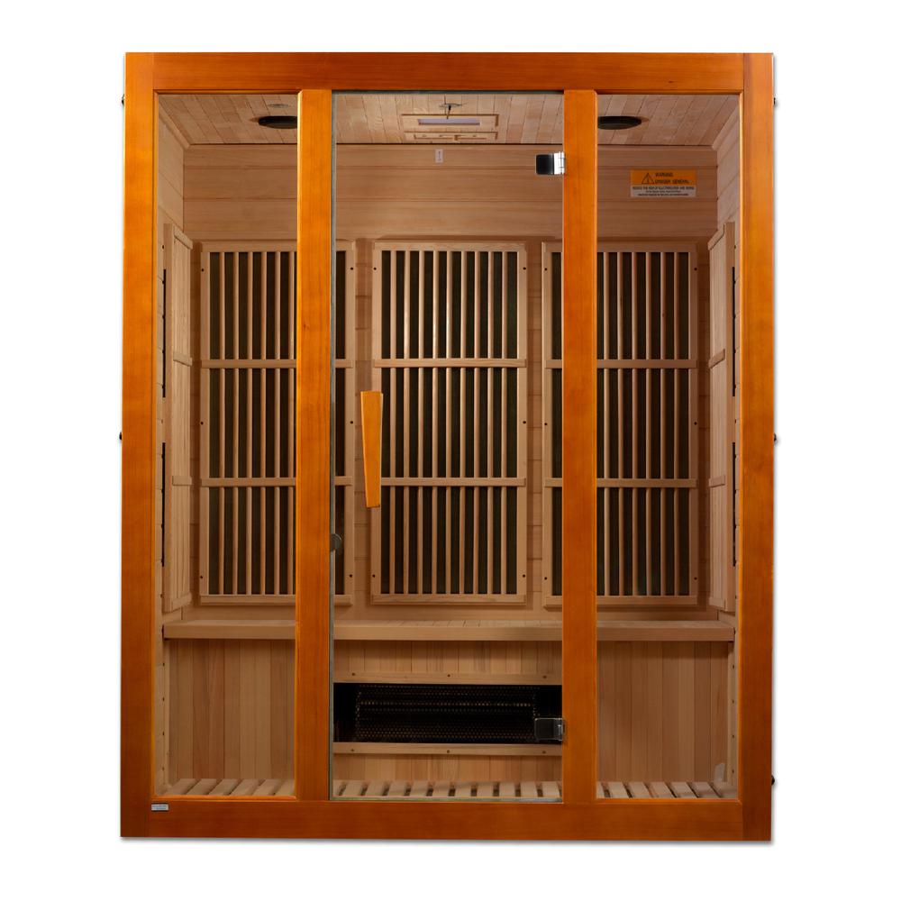 3-Person Corner Low EMF (Under 8MG) FAR Infrared Sauna (Canadian Hemlock). Picture 1