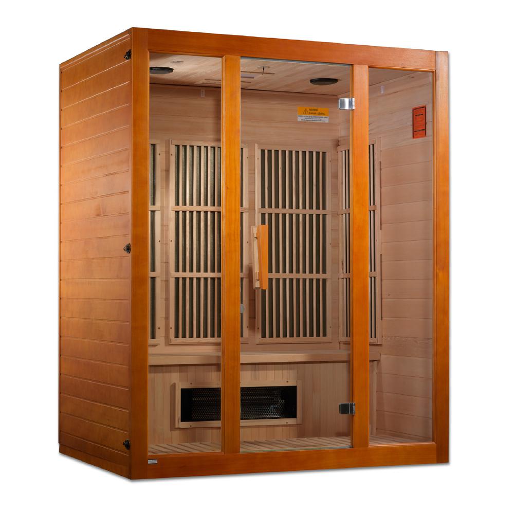 3-Person Corner Low EMF (Under 8MG) FAR Infrared Sauna (Canadian Hemlock). Picture 3