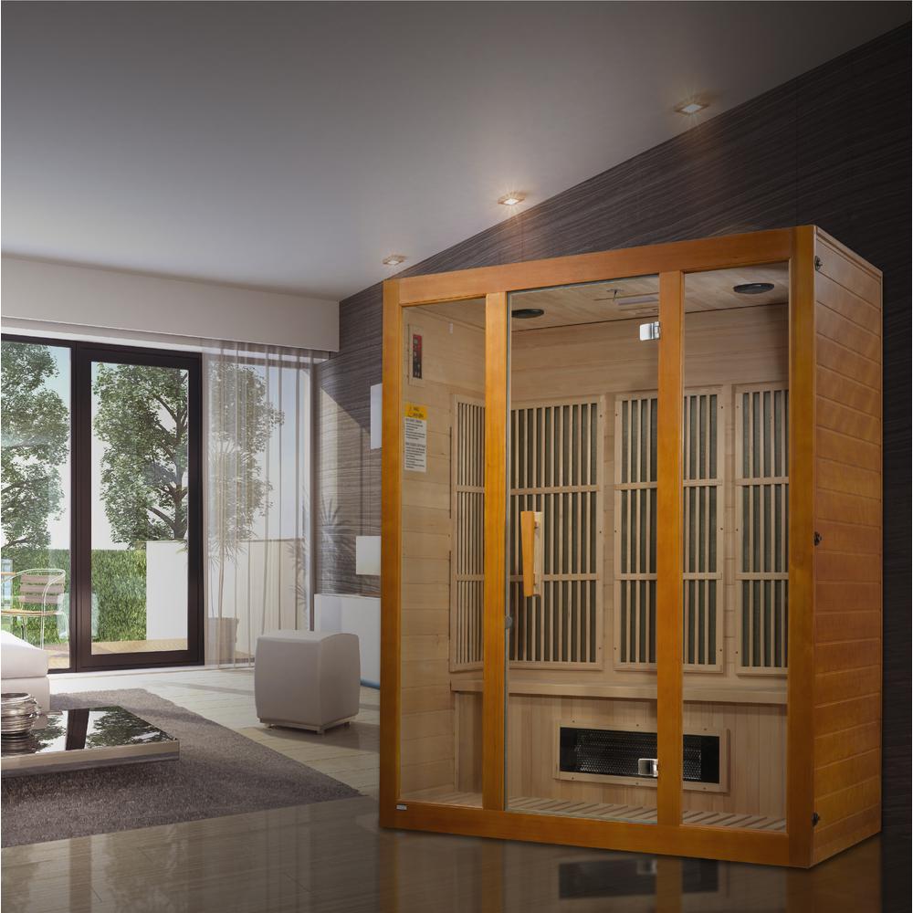 3-Person Corner Low EMF (Under 8MG) FAR Infrared Sauna (Canadian Hemlock). Picture 4