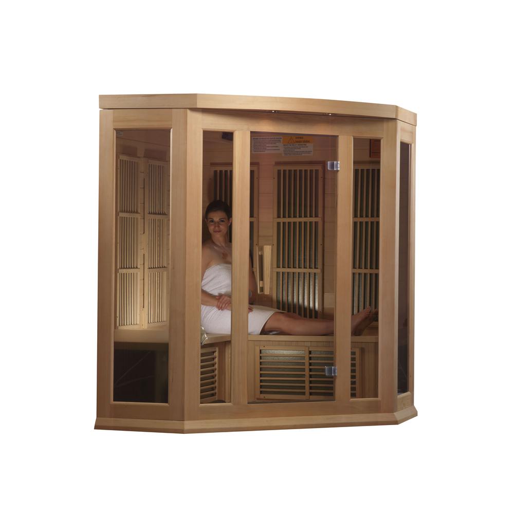 3-Person Corner Low EMF (Under 8MG) FAR Infrared Sauna (Canadian Hemlock). Picture 4