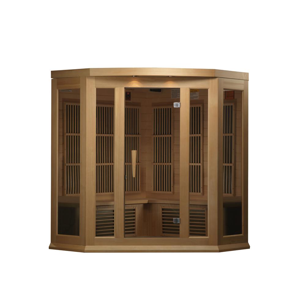 3-Person Corner Low EMF (Under 8MG) FAR Infrared Sauna (Canadian Hemlock). Picture 6