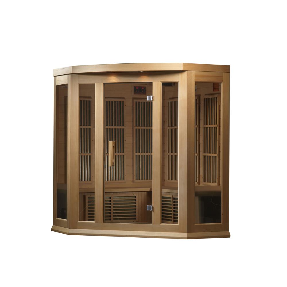 3-Person Corner Low EMF (Under 8MG) FAR Infrared Sauna (Canadian Hemlock). Picture 7