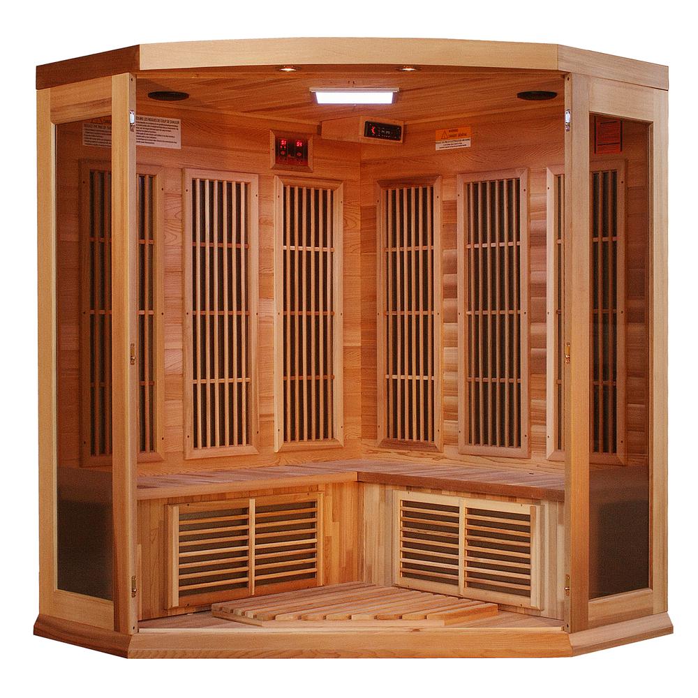 3-Person Corner Low EMF (Under 8MG) FAR Infrared Sauna (Canadian Hemlock). Picture 2