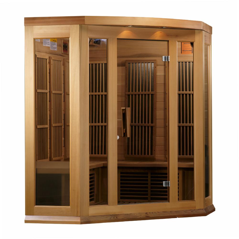 3-Person Corner Low EMF (Under 8MG) FAR Infrared Sauna (Canadian Red Cedar). Picture 1