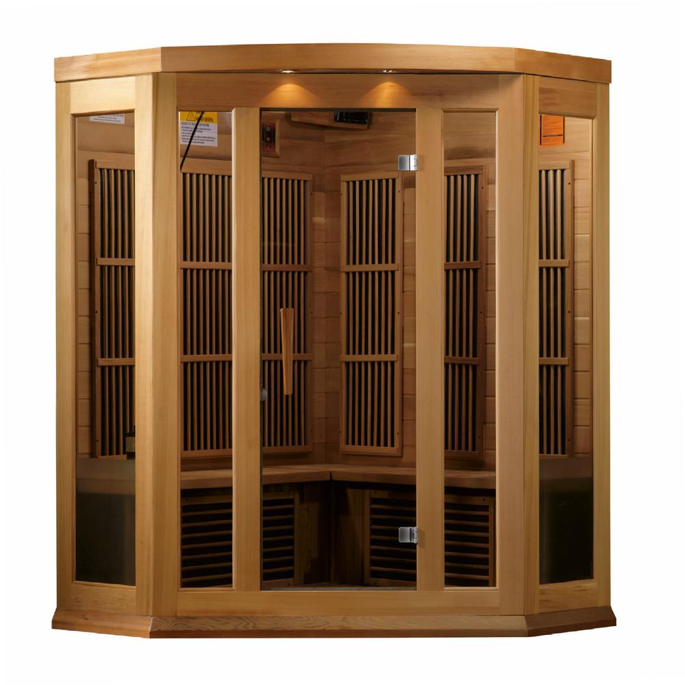 3-Person Corner Low EMF (Under 8MG) FAR Infrared Sauna (Canadian Red Cedar). Picture 2