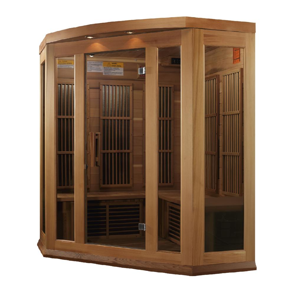 3-Person Corner Low EMF (Under 8MG) FAR Infrared Sauna (Canadian Red Cedar). Picture 3