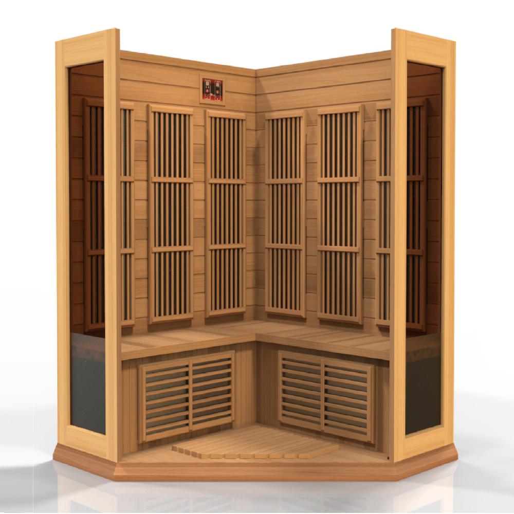 3-Person Corner Low EMF (Under 8MG) FAR Infrared Sauna (Canadian Red Cedar). Picture 5