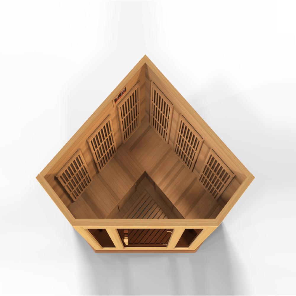 3-Person Corner Low EMF (Under 8MG) FAR Infrared Sauna (Canadian Red Cedar). Picture 6