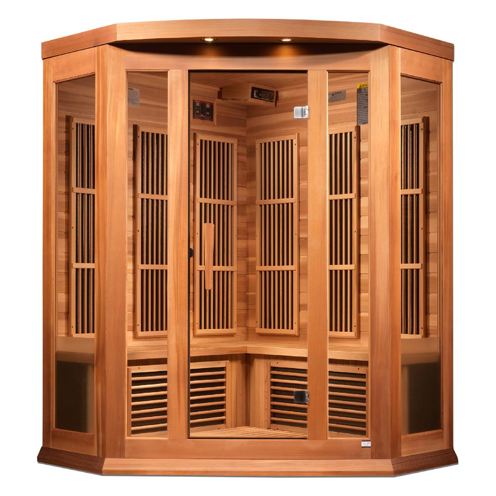 Maxxus 3 Per Corner Near Zero EMF FAR Infrared Carbon Canadian Hemlock Sauna;. Picture 1