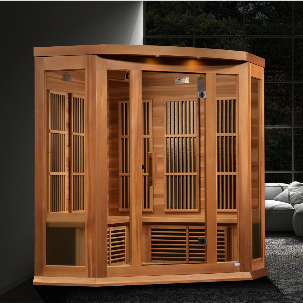 Maxxus 3 Per Corner Near Zero EMF FAR Infrared Carbon Canadian Hemlock Sauna;. Picture 4