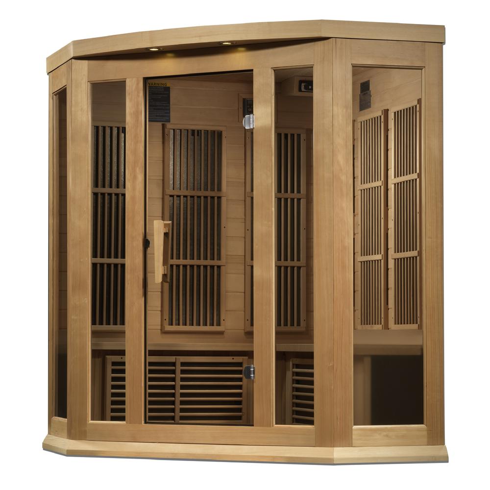 3-Person Corner Near Zero EMF (Under 2MG) FAR Infrared Sauna (Canadian Hemlock). Picture 1