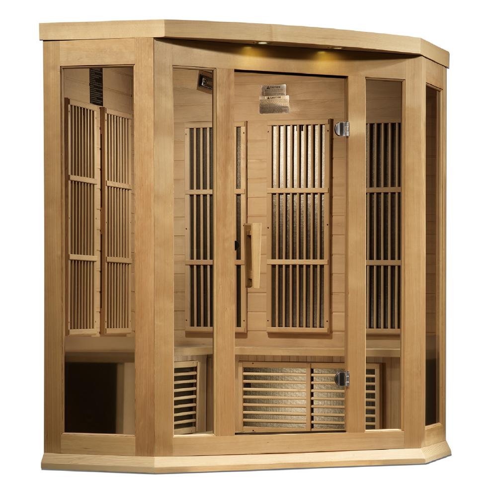 3-Person Corner Near Zero EMF (Under 2MG) FAR Infrared Sauna (Canadian Hemlock). Picture 2