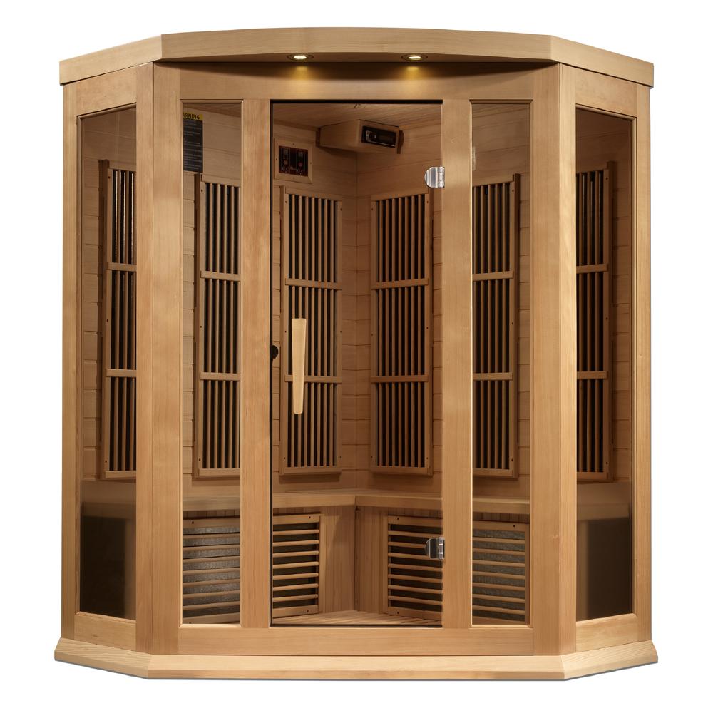 3-Person Corner Near Zero EMF (Under 2MG) FAR Infrared Sauna (Canadian Hemlock). Picture 3