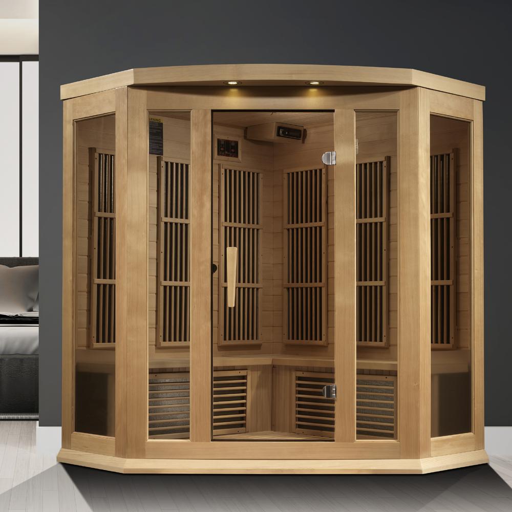 3-Person Corner Near Zero EMF (Under 2MG) FAR Infrared Sauna (Canadian Hemlock). Picture 4