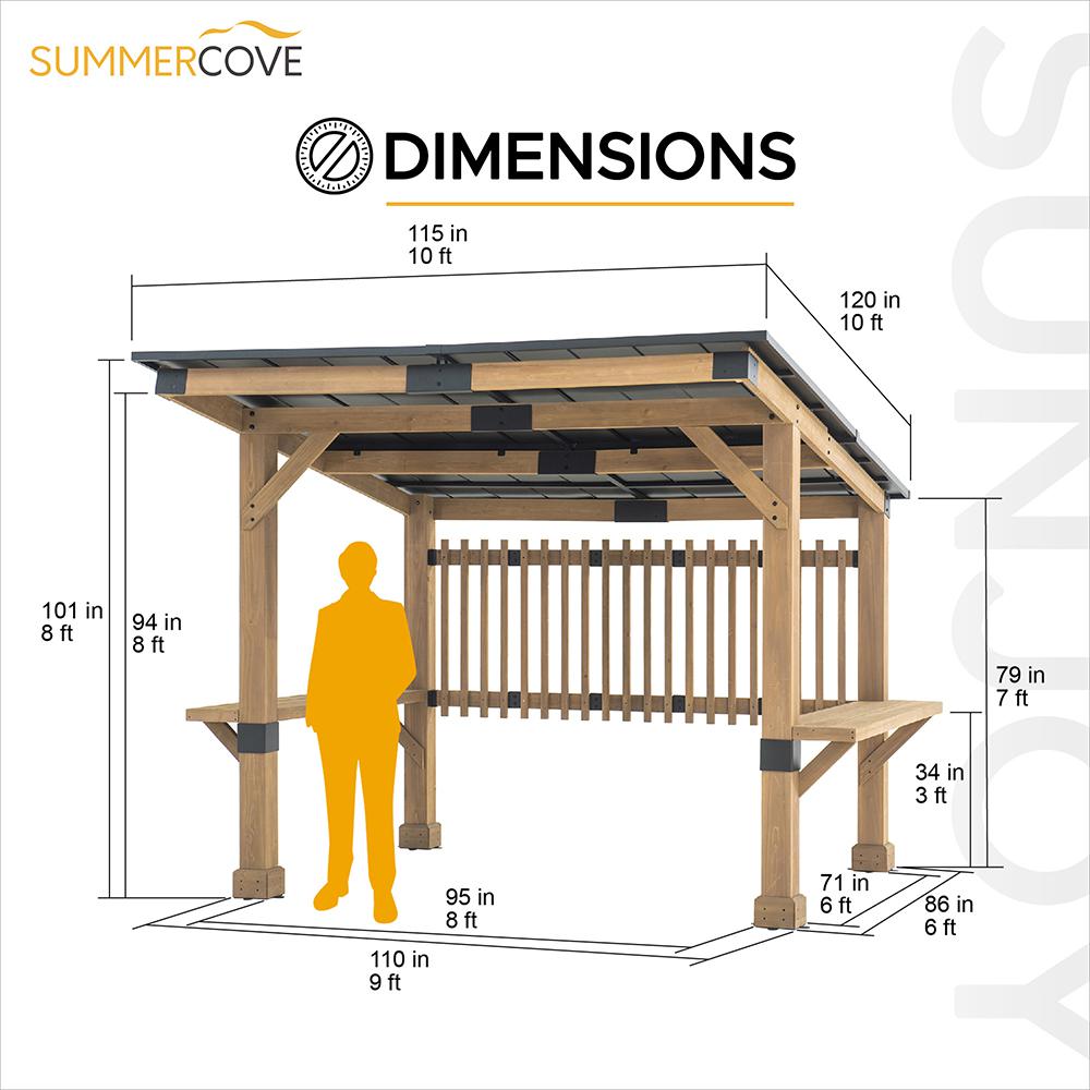 Sunjoy 10 x 11 ft Outdoor Cedar Frame BBQ Gazebo, Backyard Hot Tub Gazebo. Picture 2
