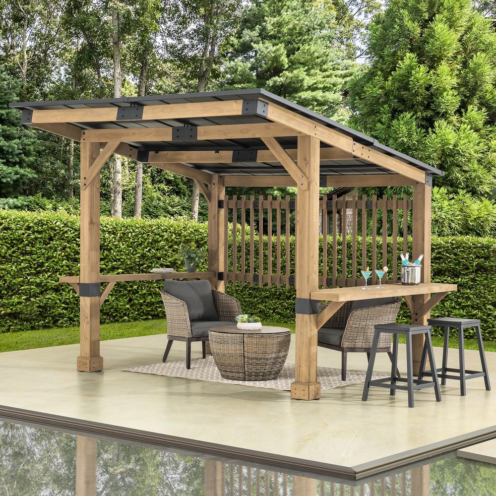 Sunjoy 10 x 11 ft Outdoor Cedar Frame BBQ Gazebo, Backyard Hot Tub Gazebo. Picture 3