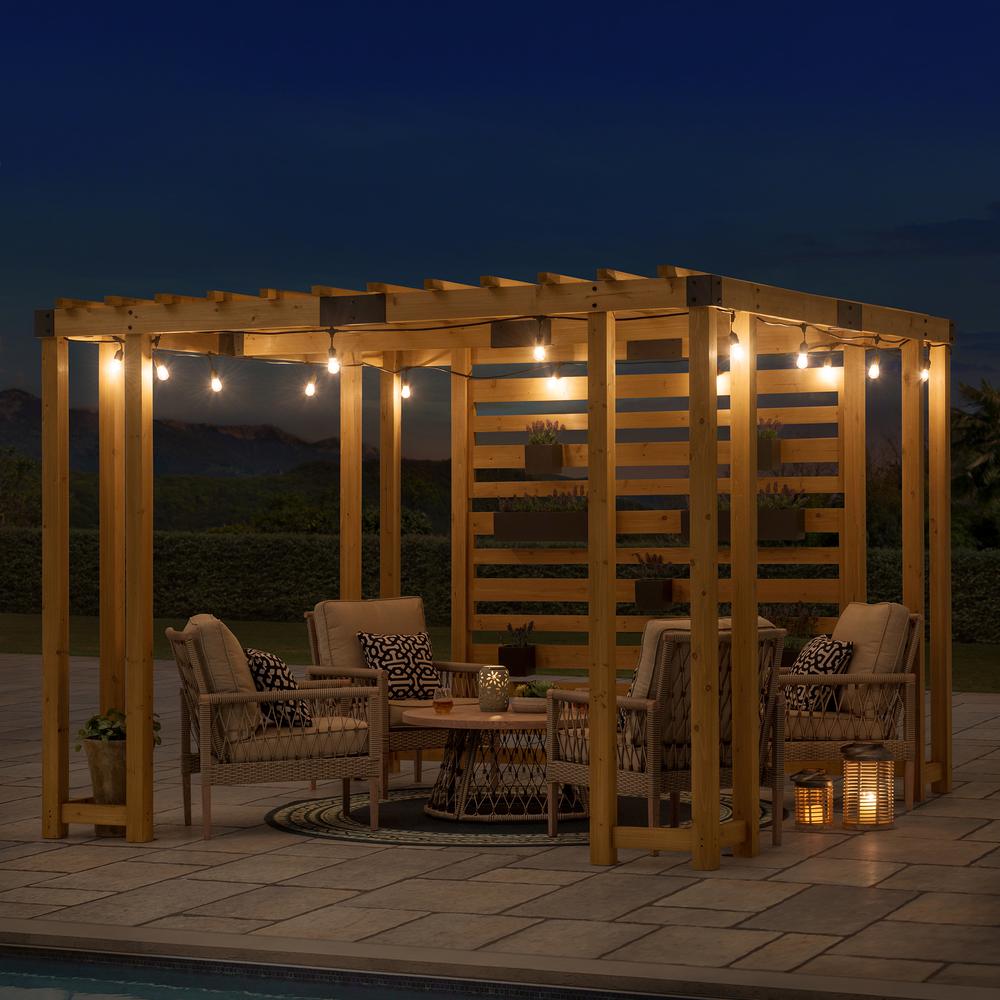 Sunjoy Sophia 10.5 x 10 ft Cedar Wood Pergola with Adjustable Hanging Planters. Picture 10