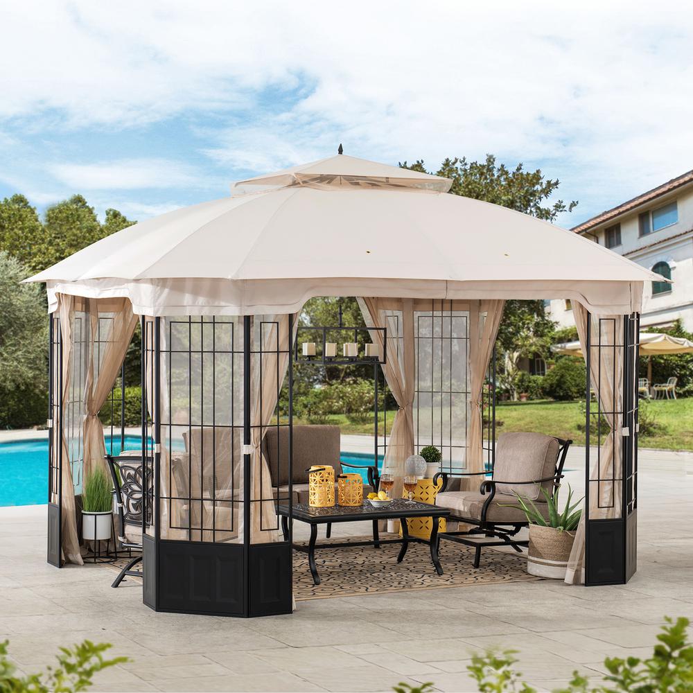 Sunjoy Patio Steel Frame 11 x 13ft 2 Tier Soft Top Octagon Gazebo. Picture 9